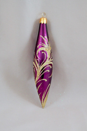 Ornament zlatý na fialové - rakety 6ks